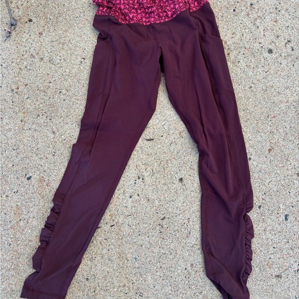lululemon athletica Burgundy Ruffle Leggings